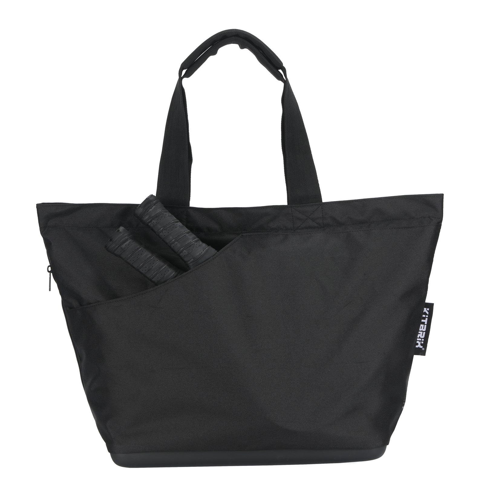Sleek black padel bag with space for rackets, balls, and essentials