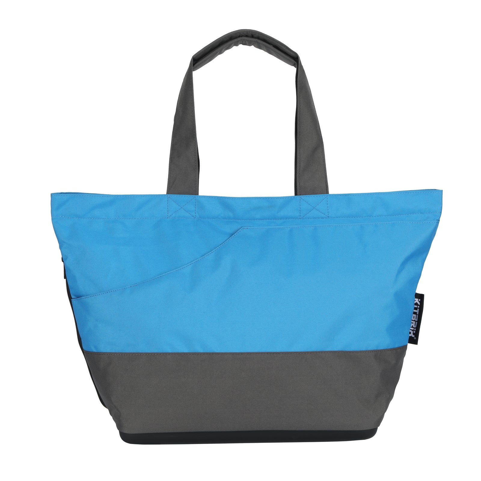Modern blue and gray tennis tote bag with side pocket for rackets and accessories