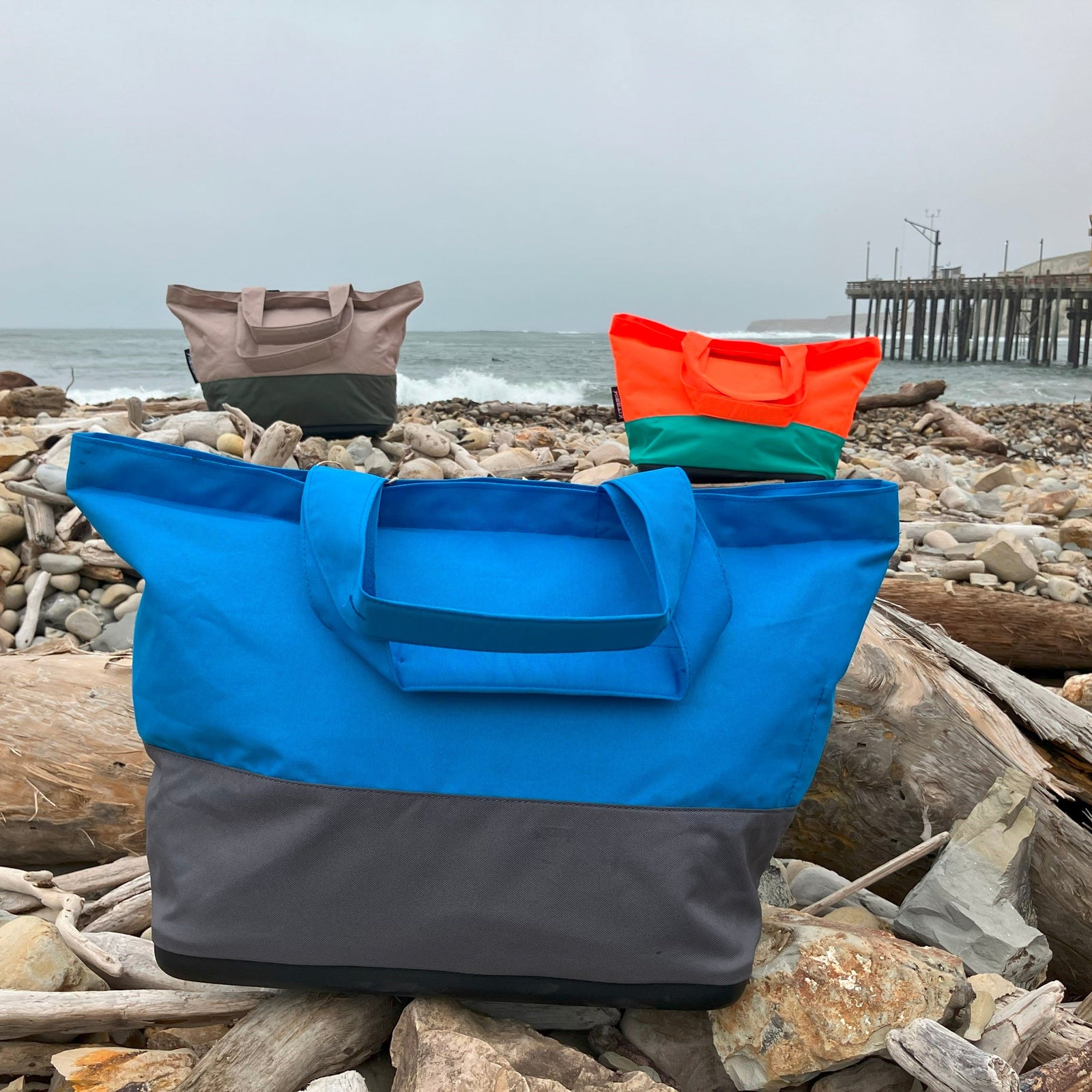 Duo color Waterproof tote bag on tough surface