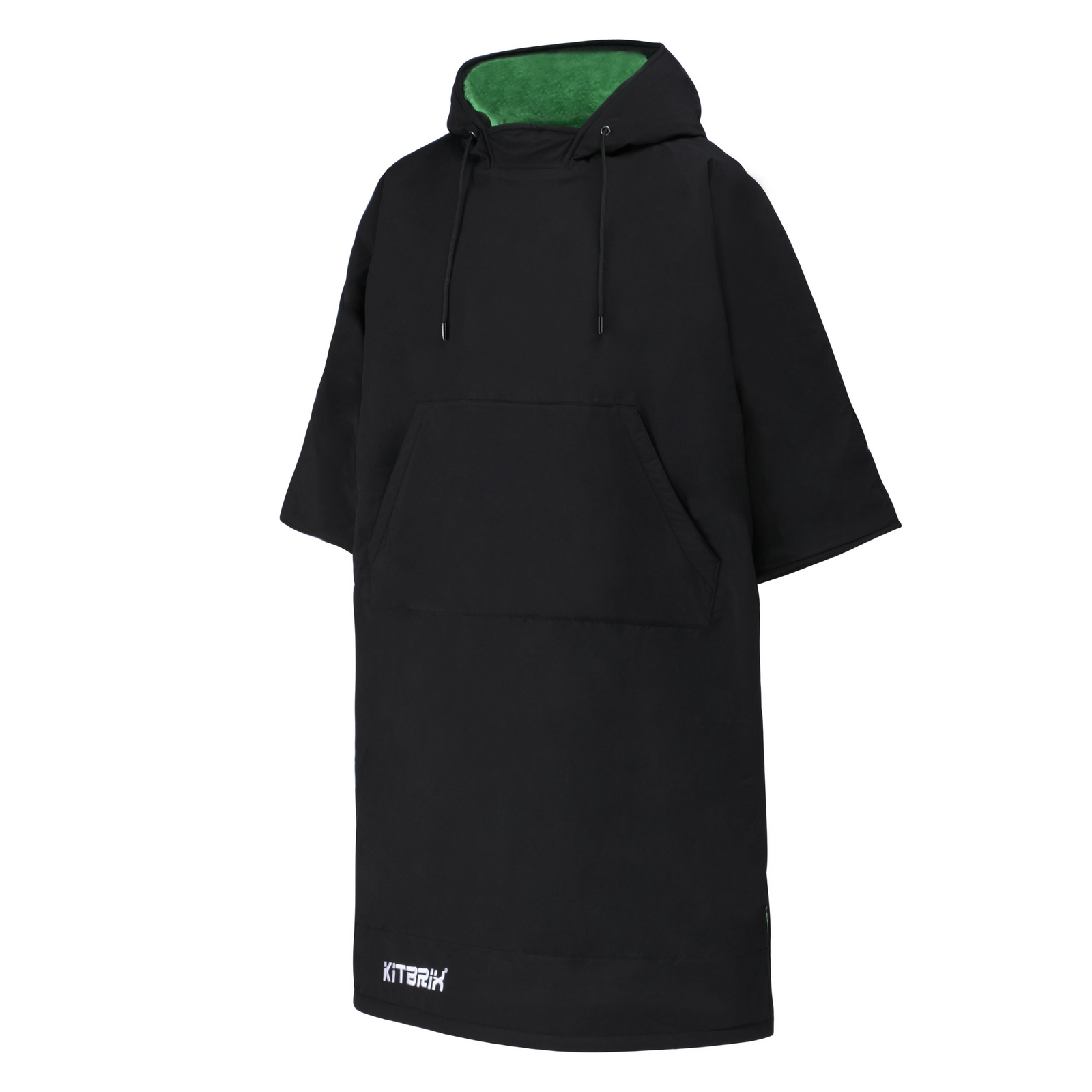 Black Warm Coat Windproof poncho with fast-drying fleece lining for warmth and moisture wicking