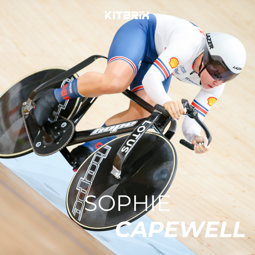 Sophie Capewell riding the Team GB Track Bike