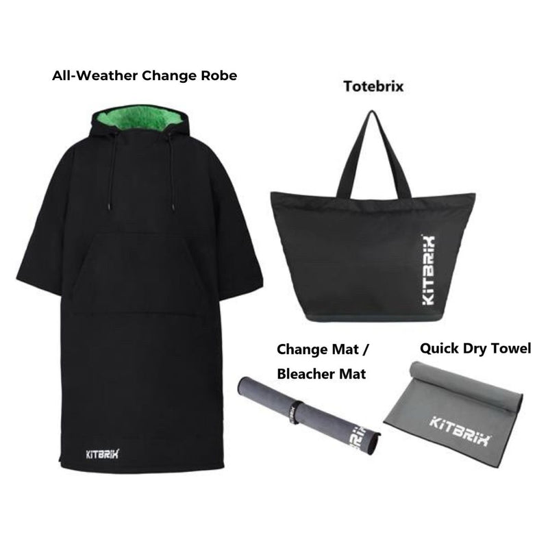 The Outdoor Sport Bundle is a must-have for your cold-weather outdoor activities. It includes a poncho for protection against the elements, a tote bag for convenient storage and carrying, a change mat for added comfort, and a towel for drying off. This bundle is perfectly suited to meet all your needs during outdoor sports in chilly conditions.