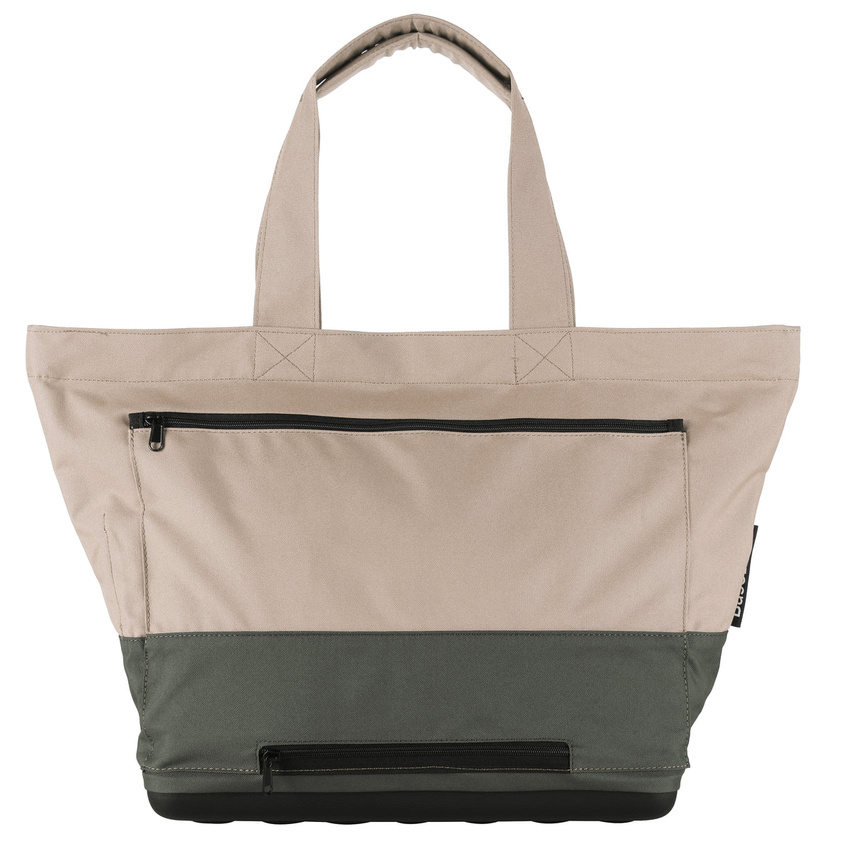 Duo color carry Tote Bag zipper pocket at back