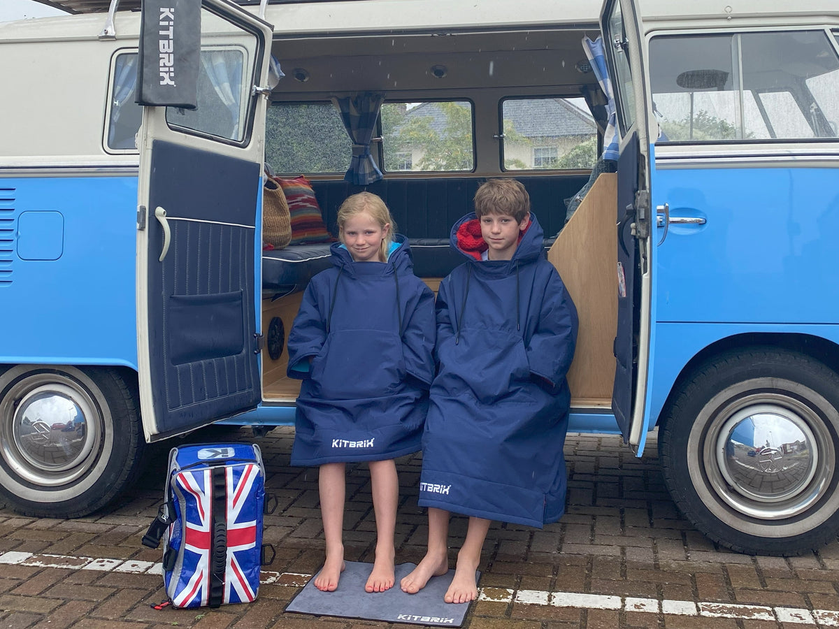 Children's All-Weather Warming Change Robe - Navy & Blue