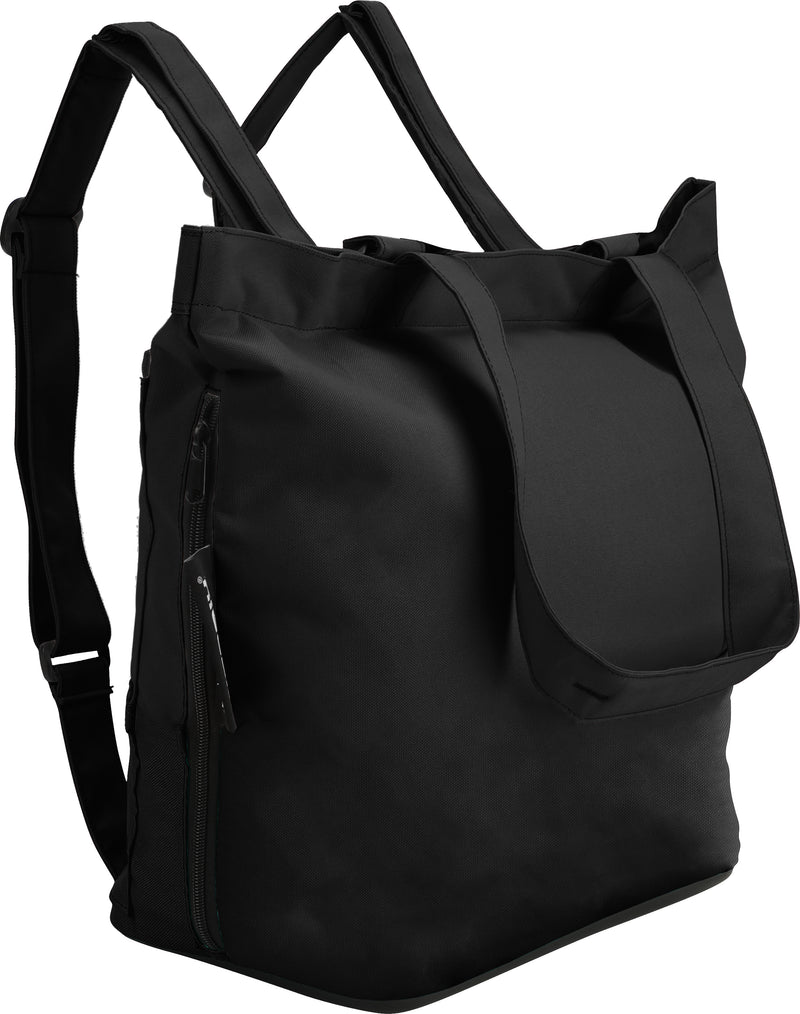 A sleek black bag featuring adjustable shoulder straps that can be customized to suit your desired length, ensuring optimal comfort and versatility for your needs.