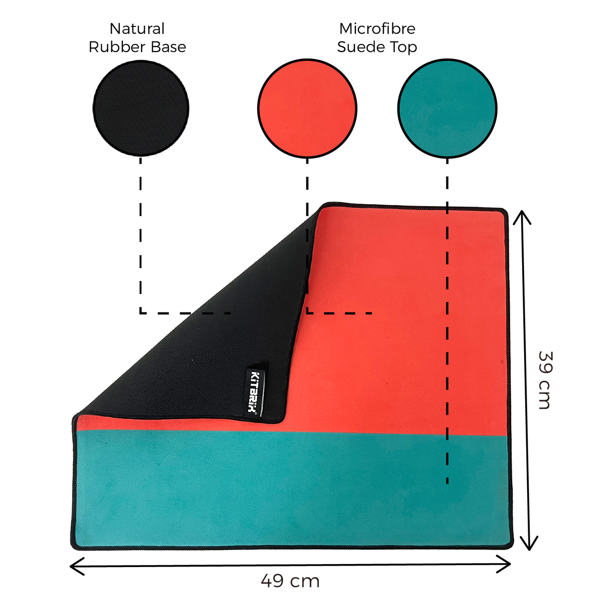 Angled product image of the KitBrix KitMat Sports Change Mat highlighting its raised edge and non-slip base.