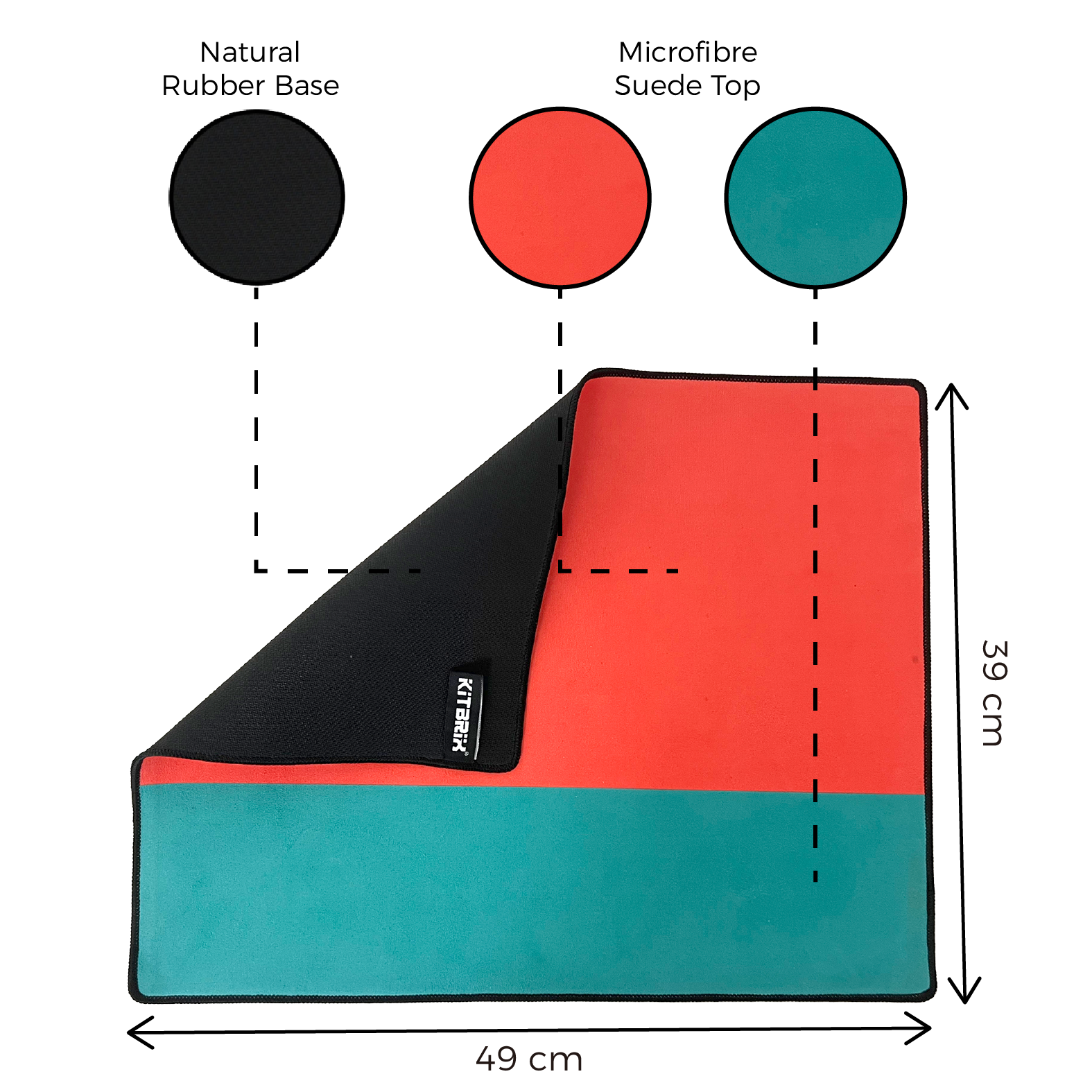 Angled product image of the KitBrix KitMat Sports Change Mat highlighting its raised edge and non-slip base.