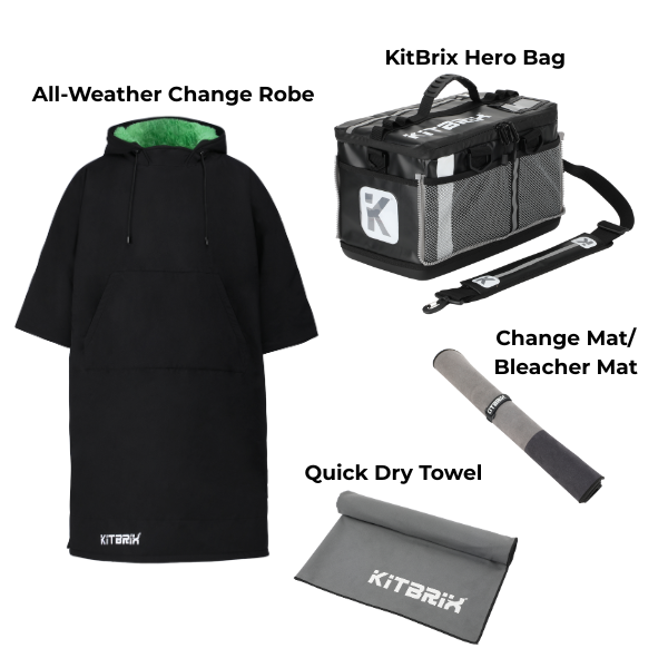 Sport kit including poncho transit bag change mat quick dry towel, which is fit for your sports in the cold weather.
