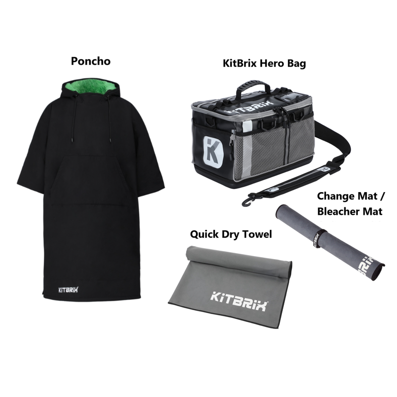 sport kit including poncho transit bag change mat quick dry towel