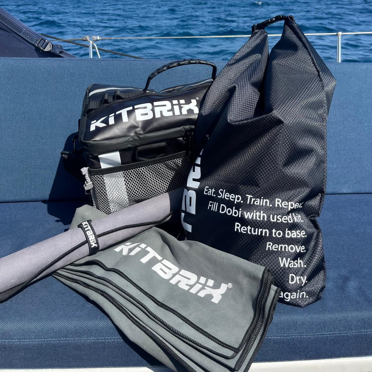 Athlete Essentials Bundle includes 1 transition bag, 1 dry bag and change mat for active people.