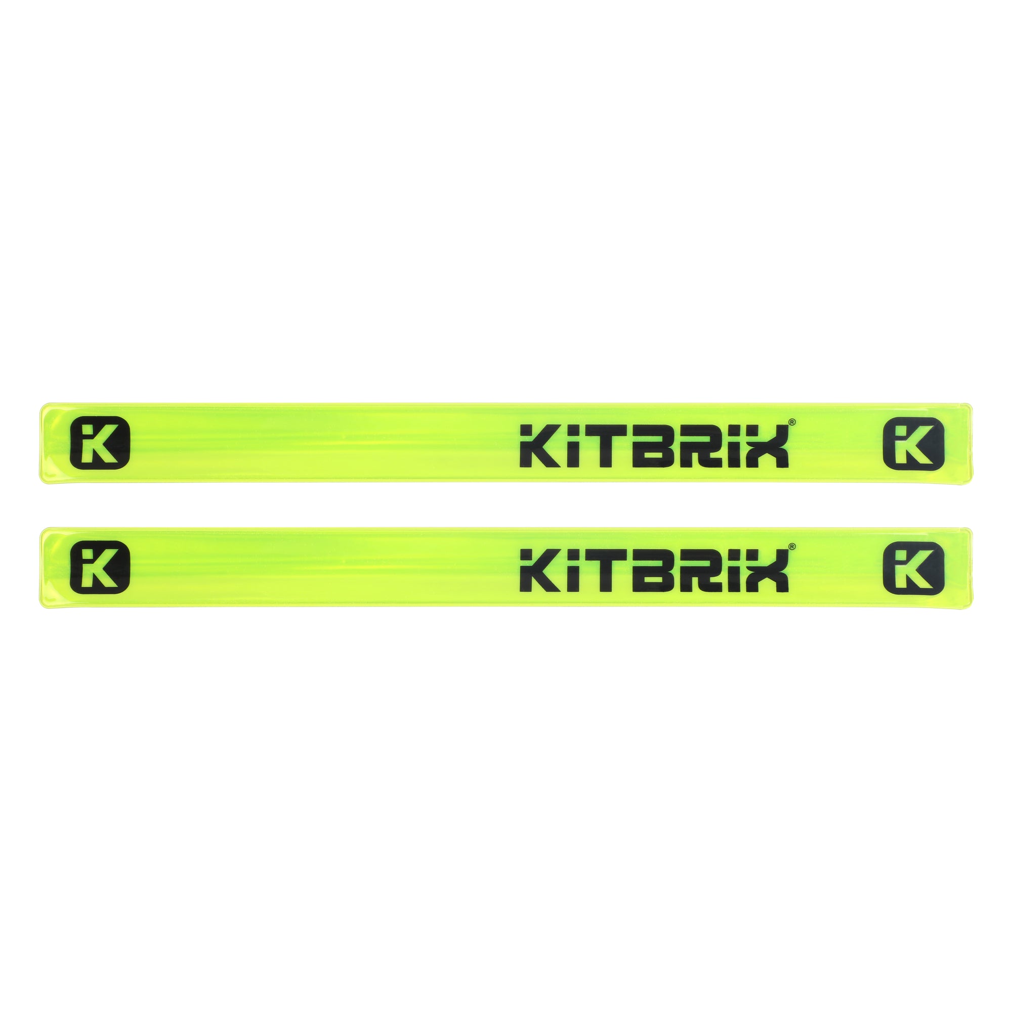 Luminous snap bands designed for safety, available in packs of 2, for improved visibility during exercise.