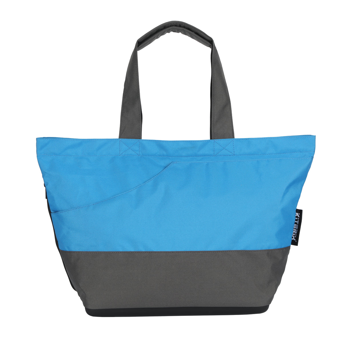 Modern blue and gray tennis tote bag with side pocket for rackets and accessories