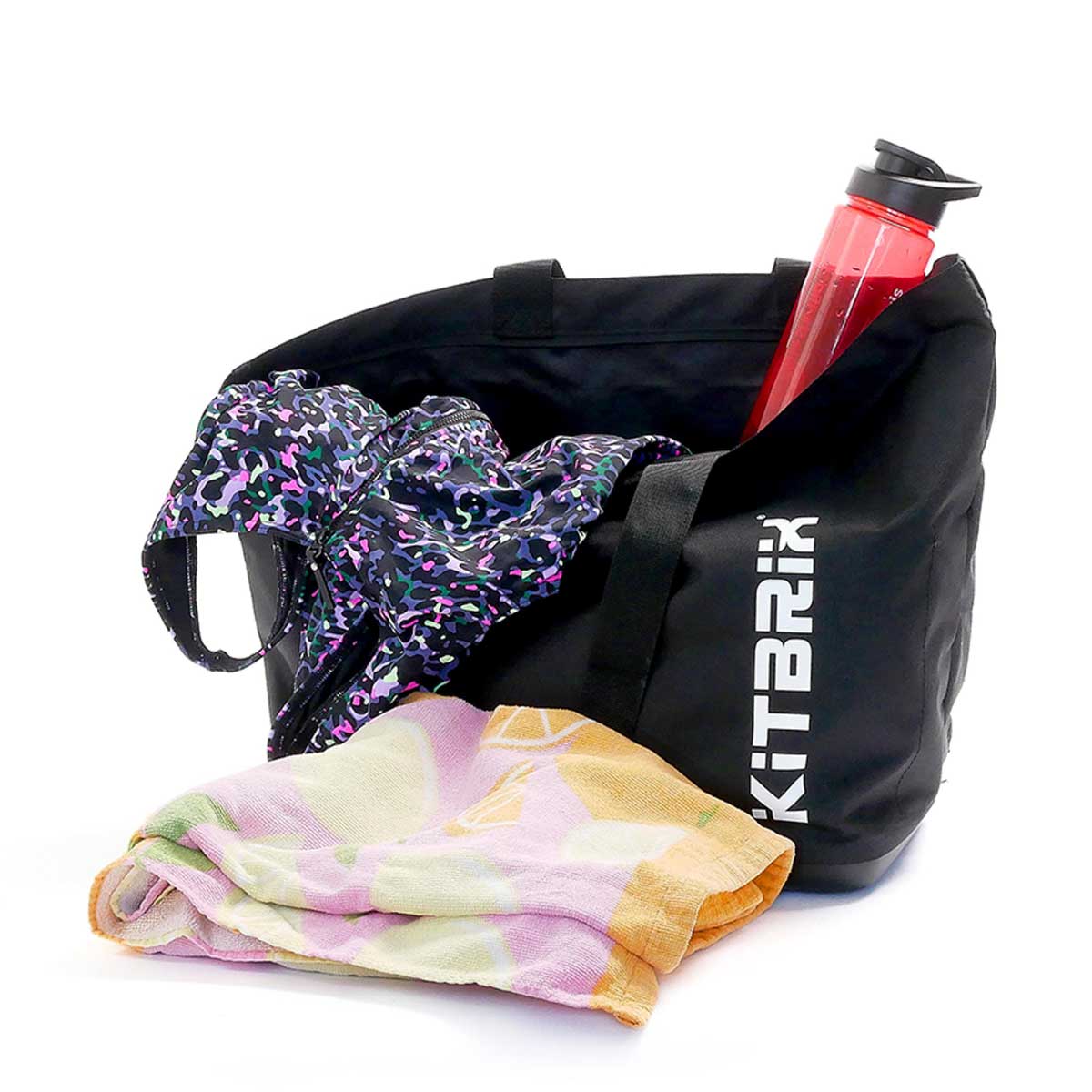 Ideal for swimming roomy tote bag with a waterproof base for storing wet swimsuits and towels