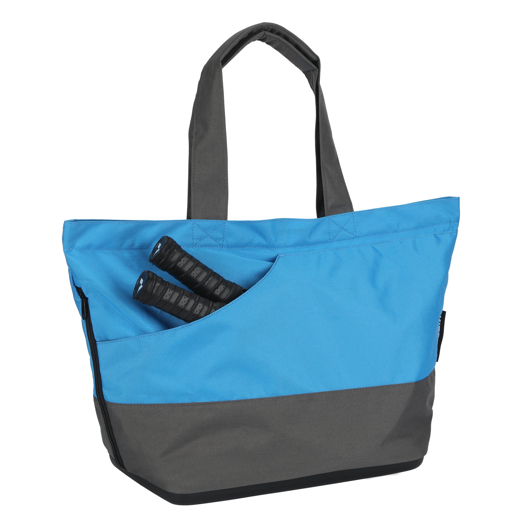 Spacious tote for carrying tennis rackets, balls, and gear