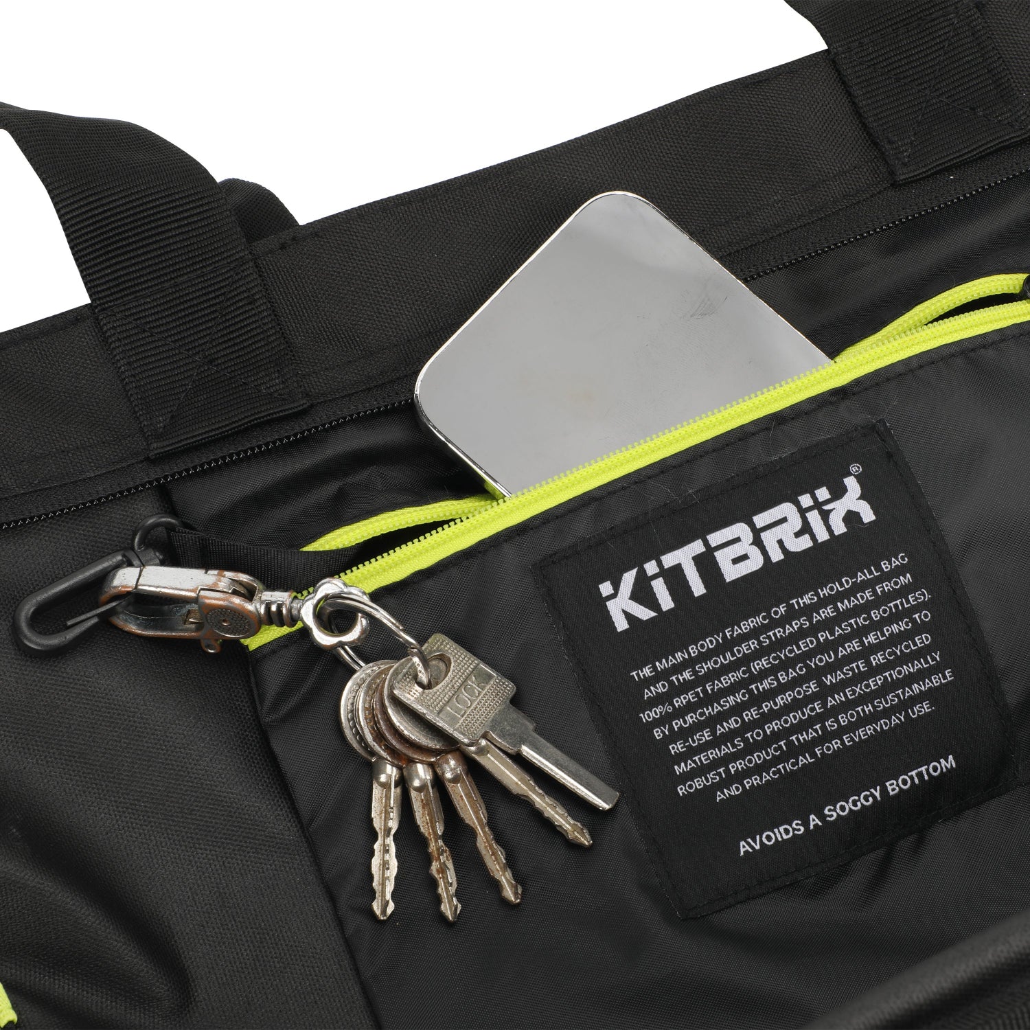 Tote backpack featuring a dedicated phone pocket for quick and easy access to your device.