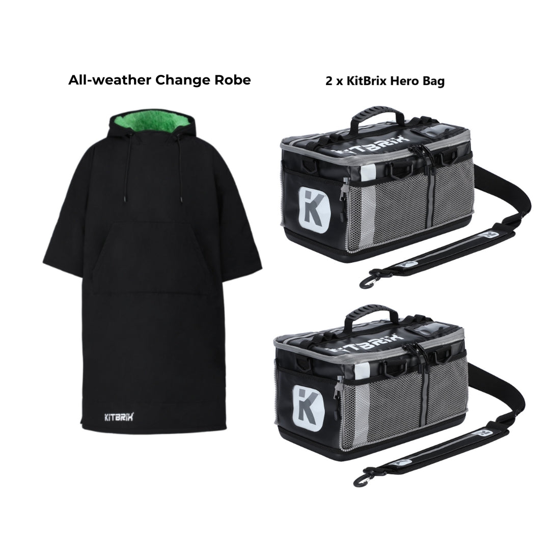 Active all-year Bundle includes one change robe and 2 transition hero bags for active people
