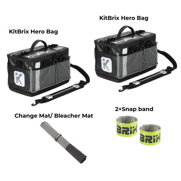 Your best companion triathlon Kit bundle includes transition bag bleacher mat snap band.