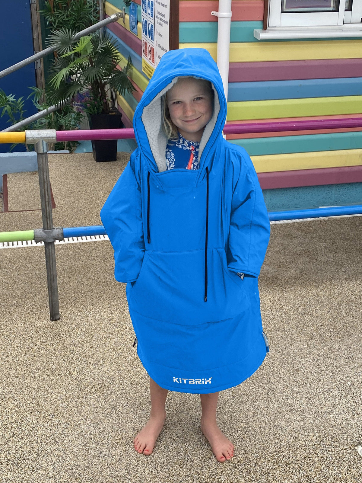Children's All-Weather Warming Change Robe - Cobalt & Grey