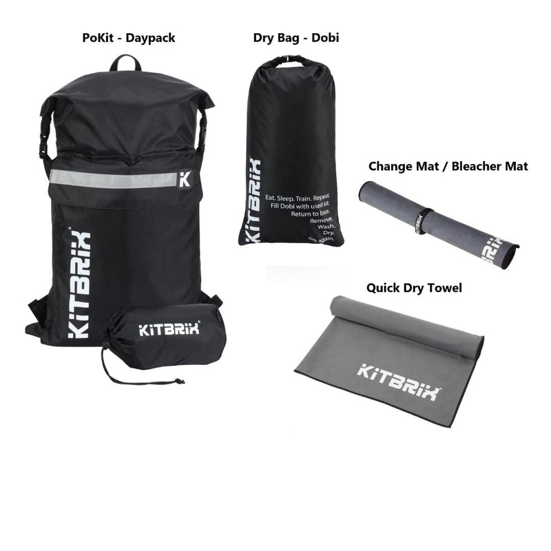 outdoor sport bundle including daypack dry bag change mat quick dry towel