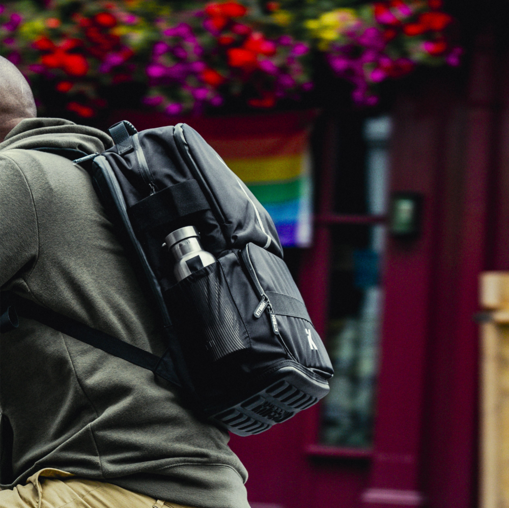 Water-resistant CityBrix backpack ideal for office and weekend use.