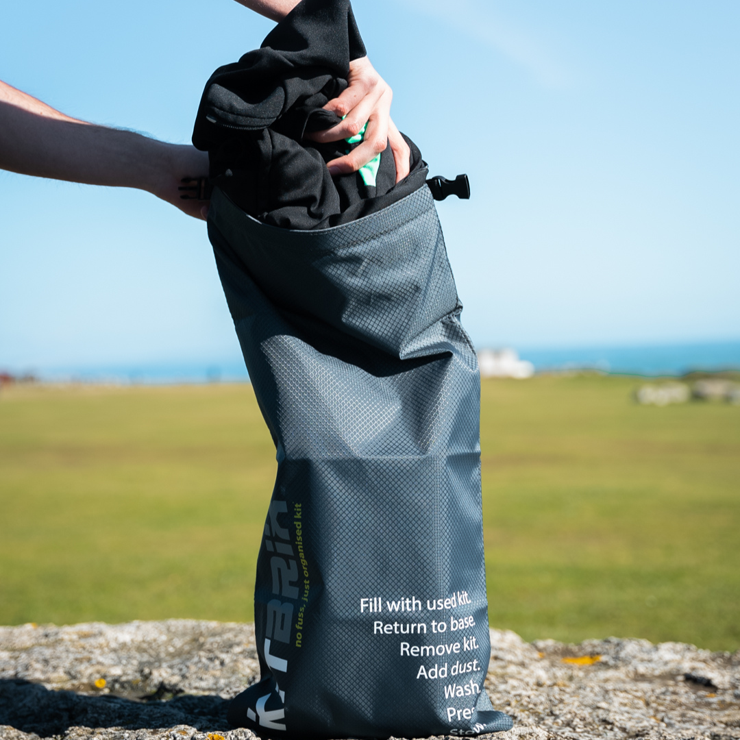 DobiPak stored inside a KitBrix bag, illustrating how it can be kept separate from other items inside the main bag.