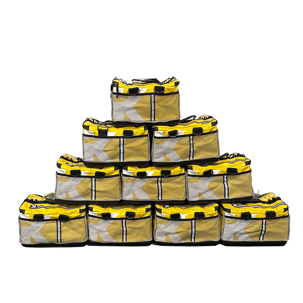 Multiple Triathlon transition bags featuring customizable sport icons.