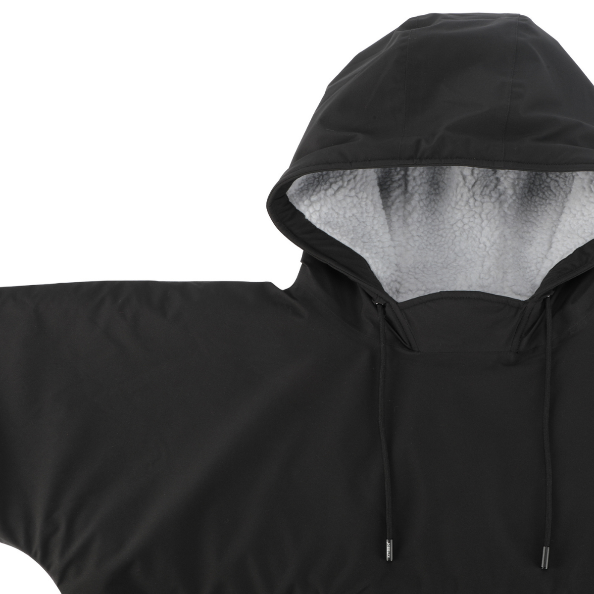 The Black dry robe allows room for pulling arms in, keeping warm and drying off