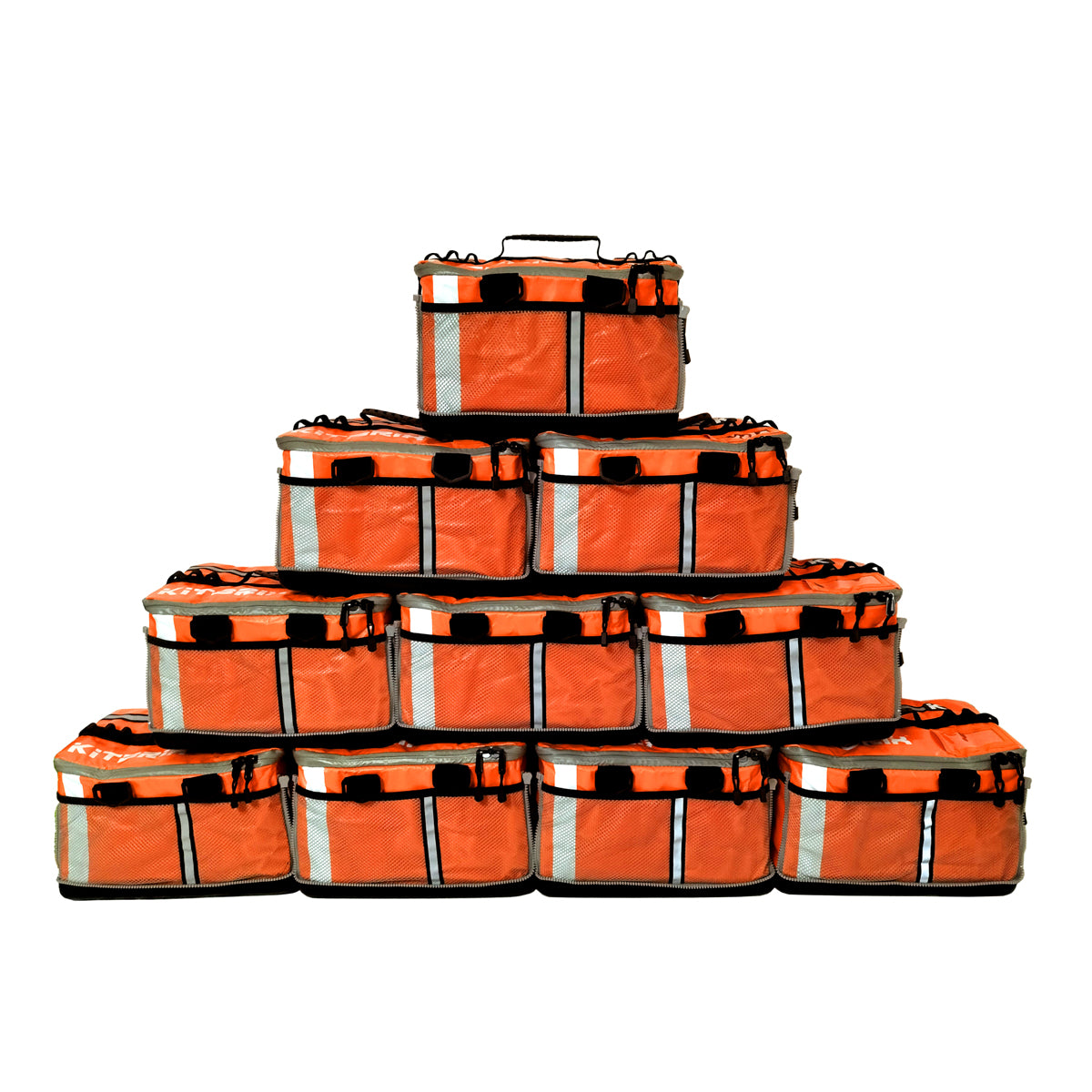  Triathlon bags zipped together, ideal for team use and gear organization.